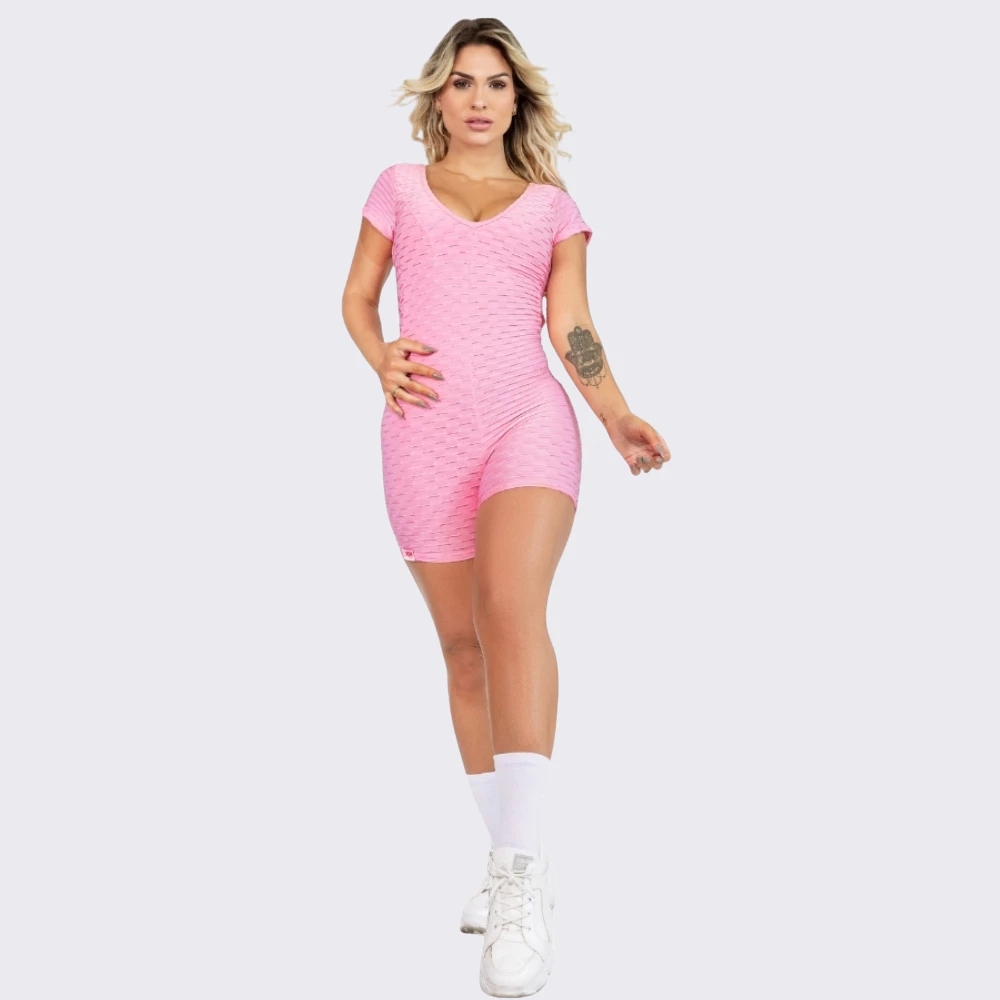 Macaquinho Academia Fitness Bubble Mercy Rosa Claro Zero Transparência AQN SPORT — imagem 1