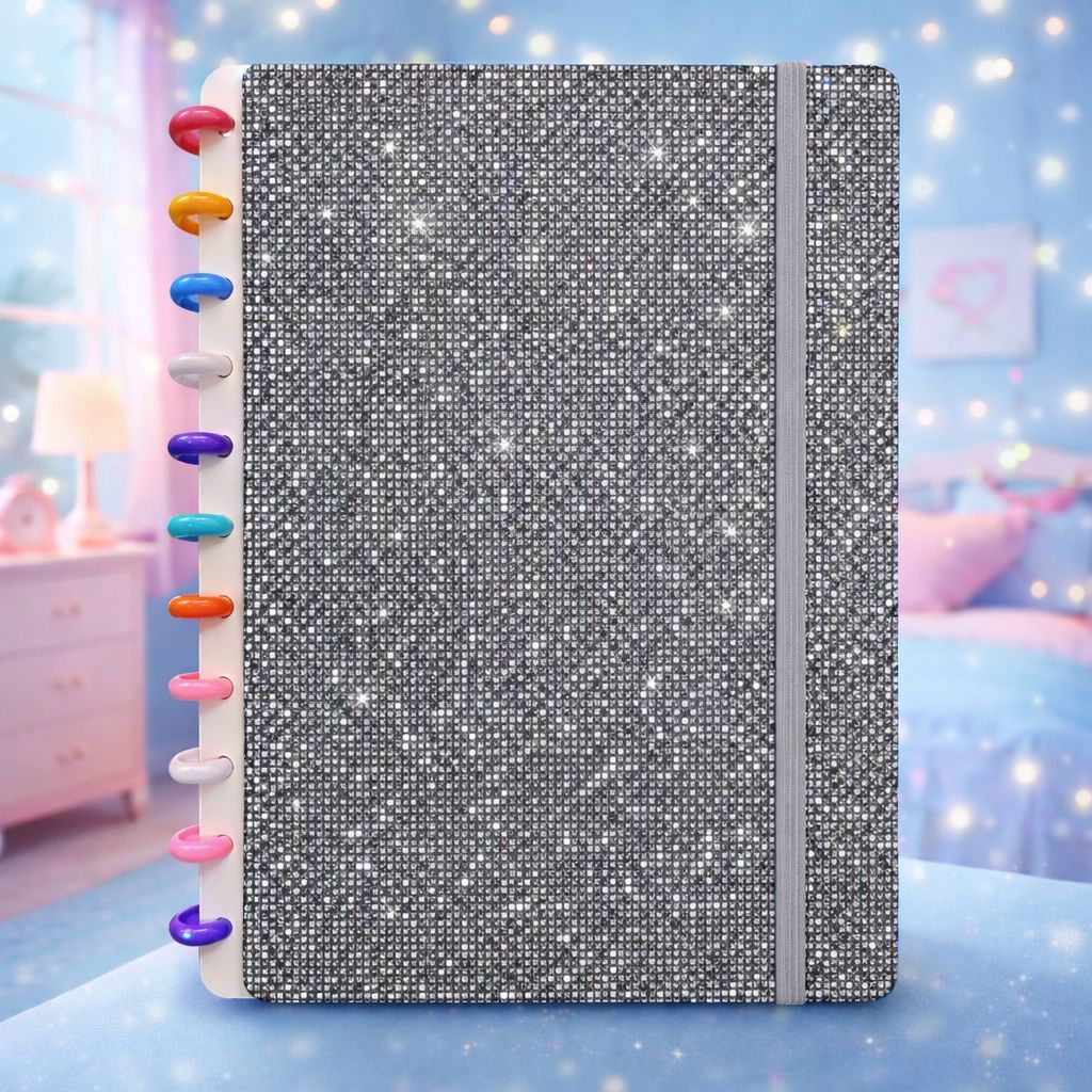 Caderno Inteligente 8/10/11 Discos A5/A4 Brilho Lantejoula Visual Diamante Folha Removível Capa Dura em Oferta na Shopee