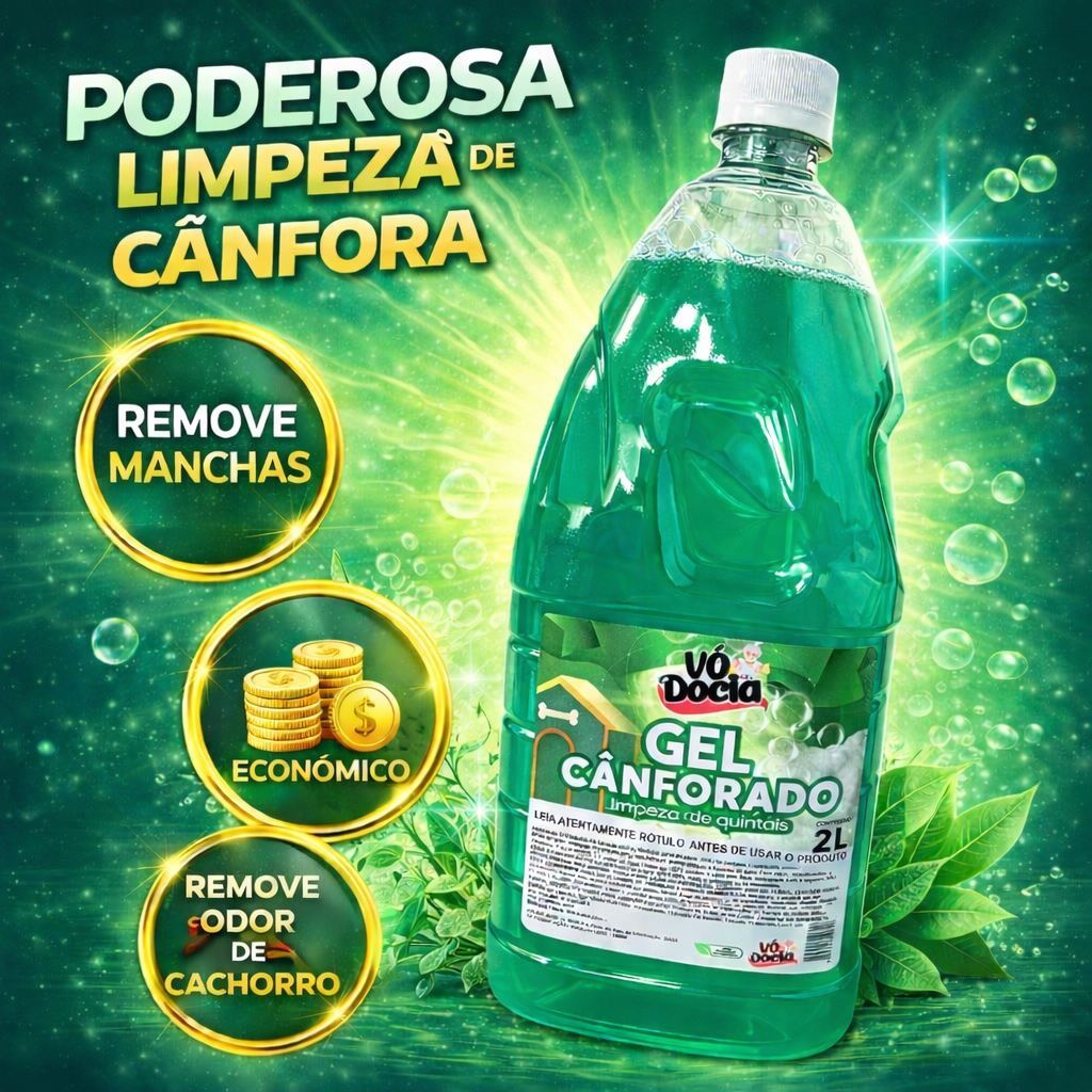 Sabão Vódocia Gel Canforado 2L Para Pisos Quintais Pet Shop Remove Odores Fortes com Segurança e Economia