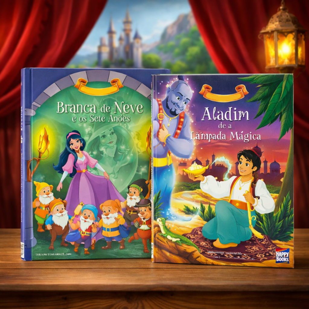 Kit 2 Livro Infantil Contos de Fadas Era Uma Vez Histórias Clássicas Ilustradas para Criança