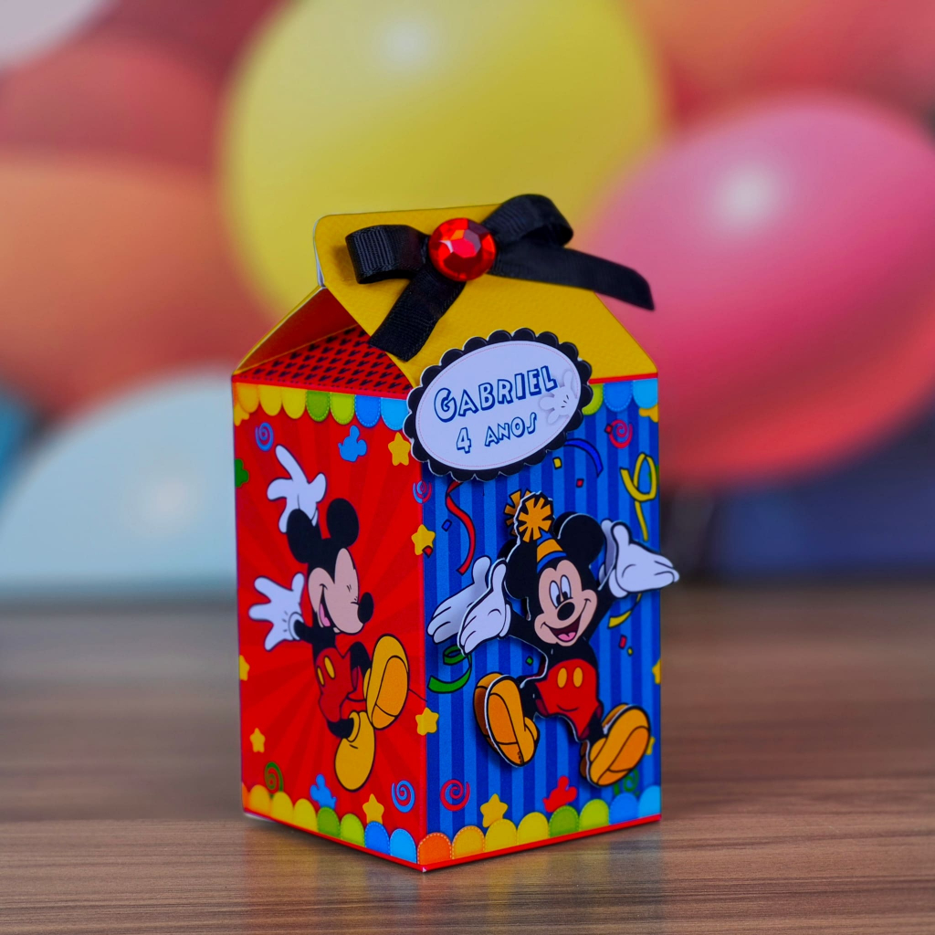 Caixa Milk Mickey Menino Personalizados Lembrancinha Decoração Aniversário Mesversário Papelaria 3D