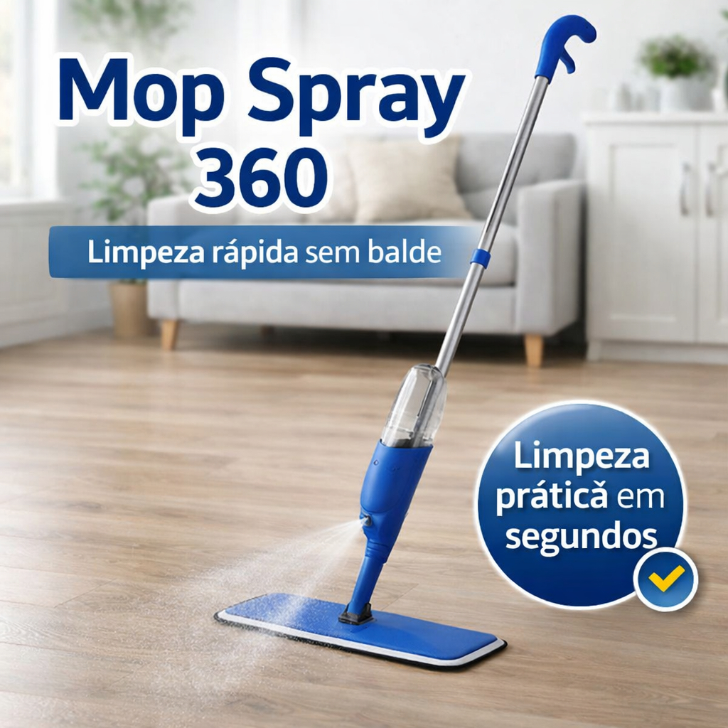 Mop Spray Esfregão Com Reservatorio 360 Multiuso Limpeza Facil Pratico Rodo Giratorio