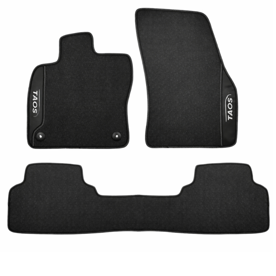 Tapete de Carro Taos Comfortline 2021 2022 2023 2024 2025 26 Linha Premium Impermeável 3 Peças Preto