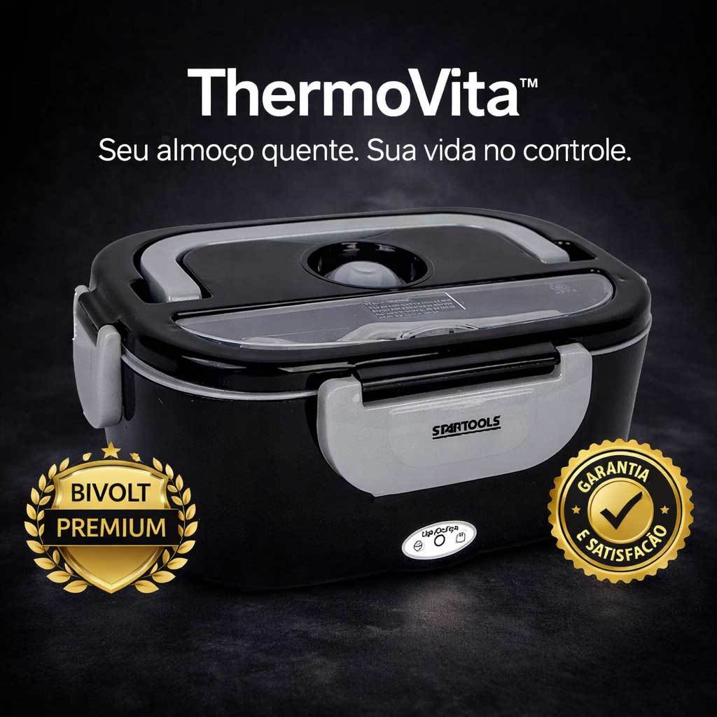 Marmita Elétrica Bivolt Portátil 1.5L 60W Esquenta Marmita Para Trabalho Lunch Box Térmica Preta