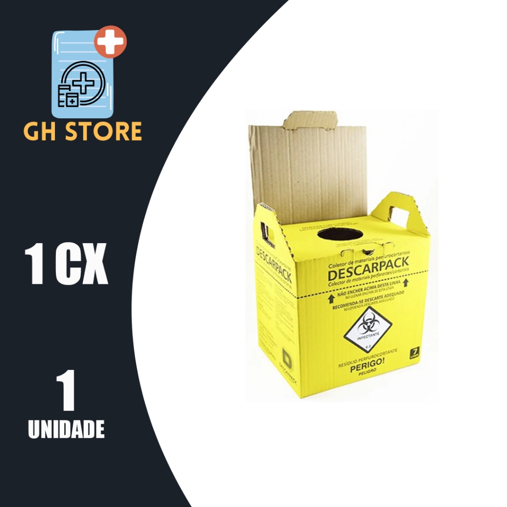 Coletor Perfuro Cortante - 7L Descarpack - UNIDADE em Oferta na Shopee