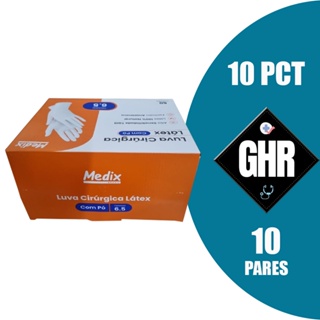 Luva Cirúrgica Estéril 6,5/7,0/7,5/8,0/8,5  - CX C/50 PARES em Oferta na Shopee