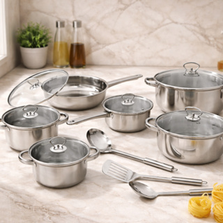 Jogo de Panelas Inox 9 Peças Fundo Triplo Alta Performance – Modelo Exclusivo Premium LAUNE HAUS em Oferta na Shopee