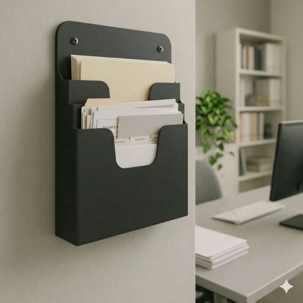Organizador De Parede Para Documentos e Prontuarios Em MDF Cru/ Branco Ou Preto
