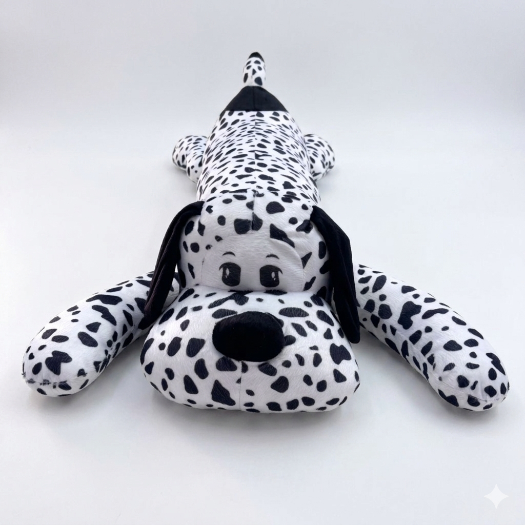 Xuxão Travesseiro de Corpo Cachorro Dalmata 1,10m–Pelúcia para Crianças, Adultos, Gestantes e conforto.
