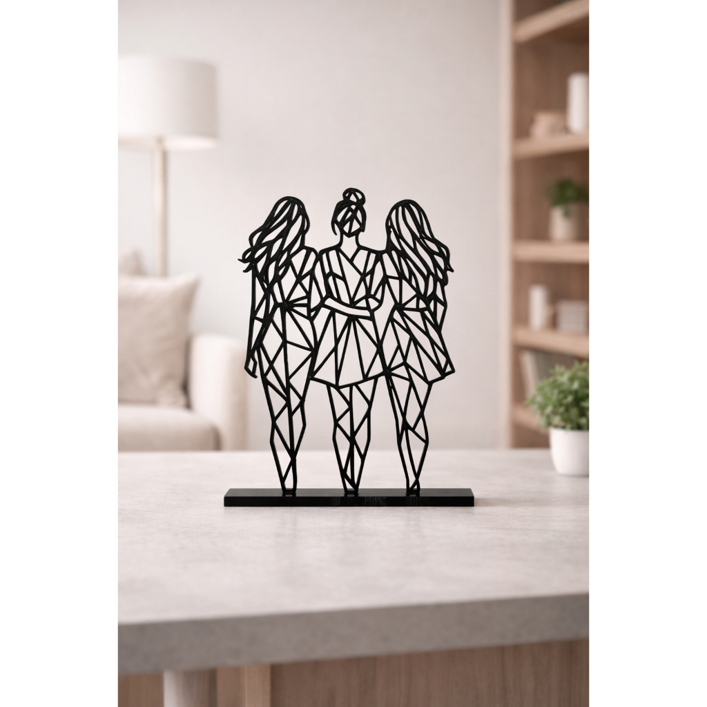 Detalhes do Escultura Decorativa 3 Amigas Geométrica Minimalista