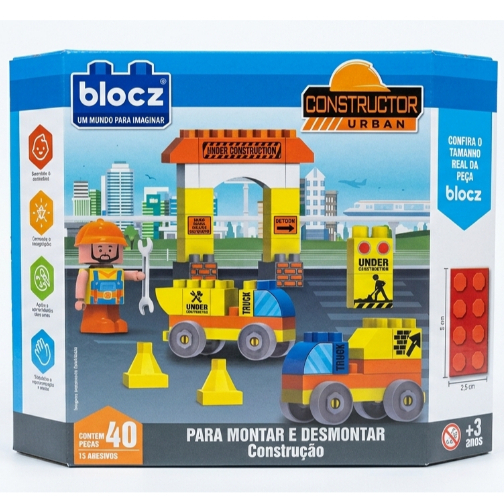Blocos Montar Blocz Locomotiva City Kit 40 Peças Infantil 40 Locomotiva