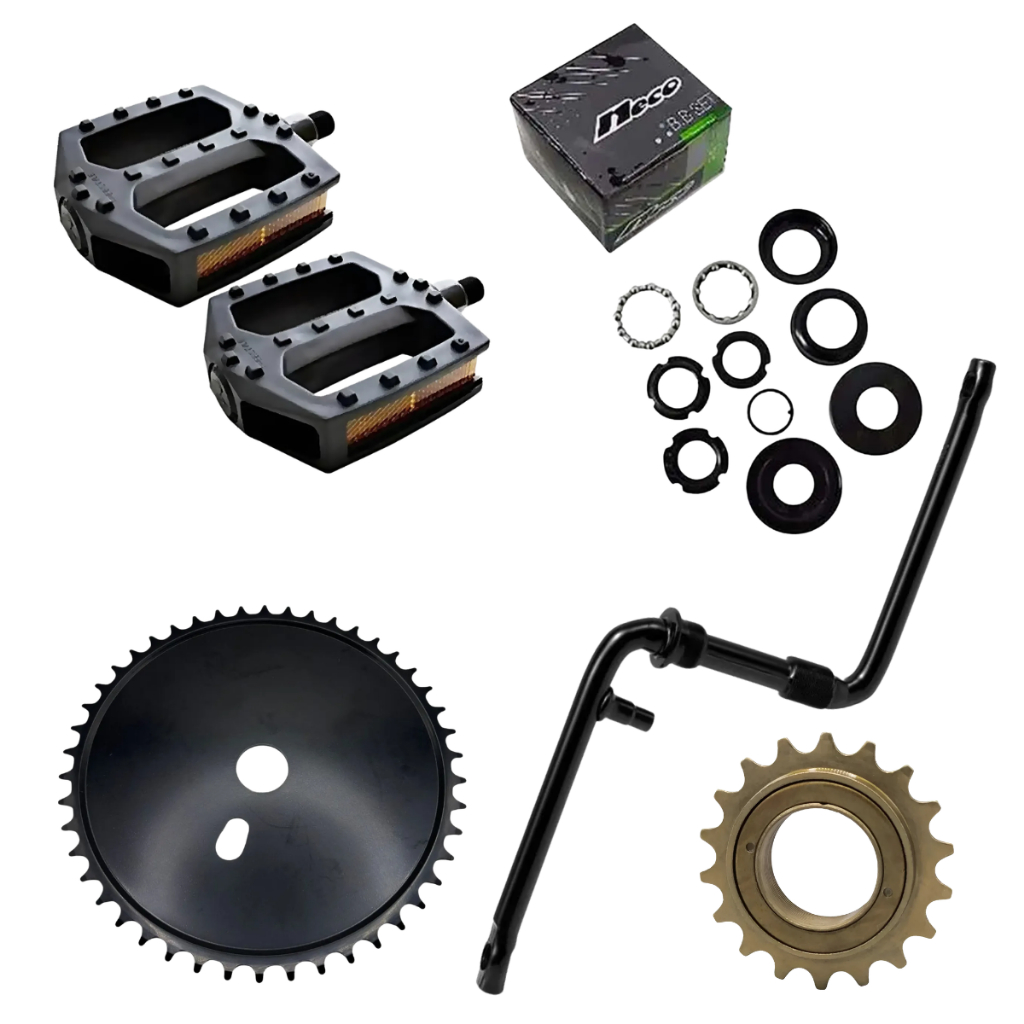 Kit Jogo De Centro Pedivela 165mm Coroa 40 Dentes Catraca Pedal de Nylon