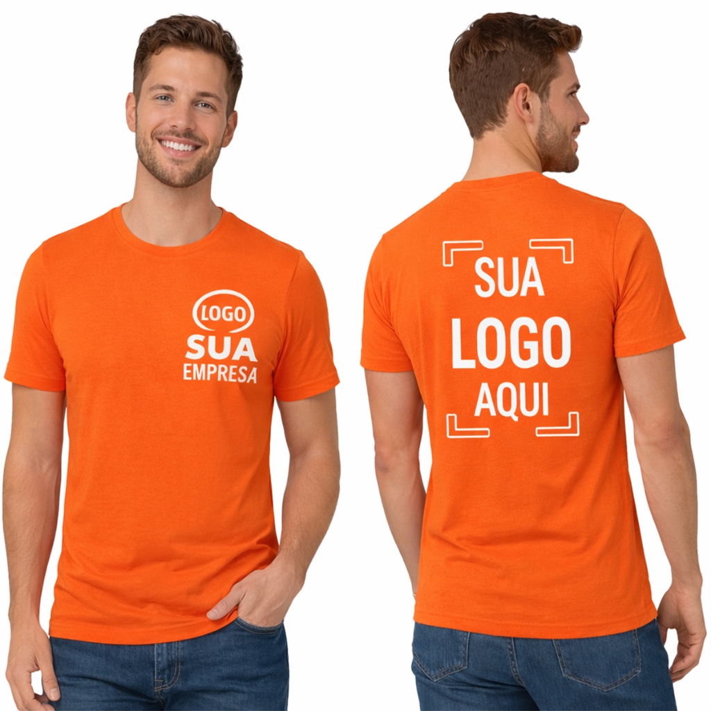 Camiseta Personalizada com Logo Camiseta Uniforme Empresa Laranja Estampa Personalizada em Oferta na Shopee