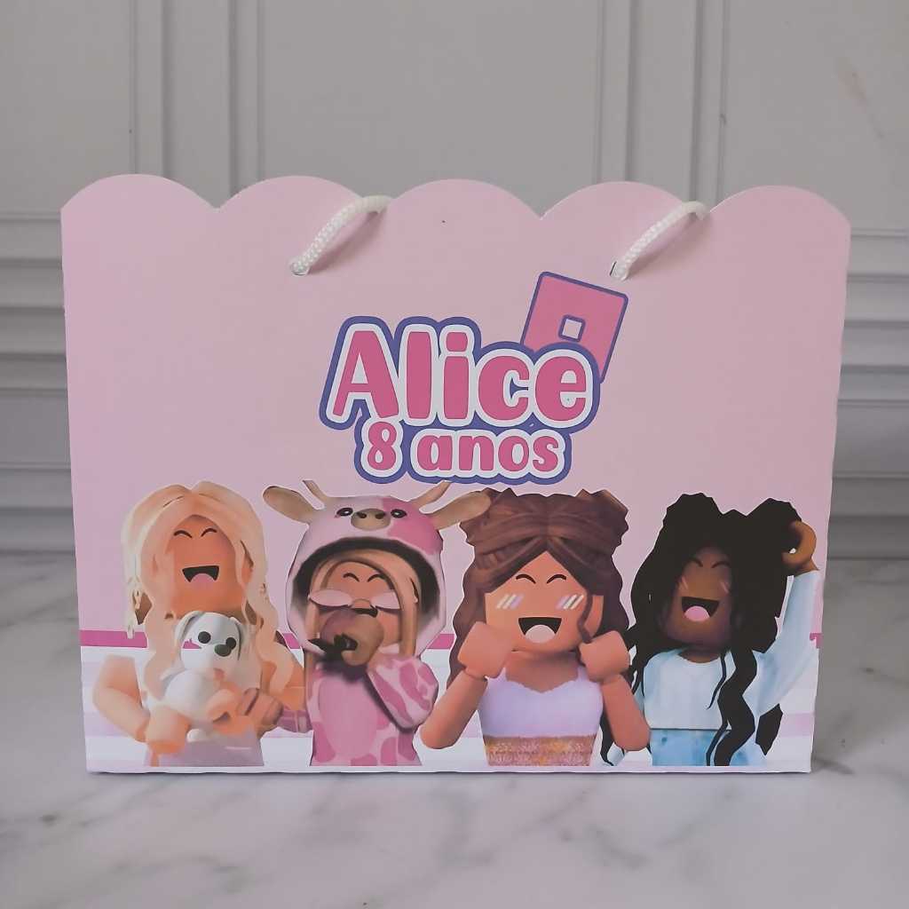 Sacolinha Personalizada Roblox Menina PEGUE E MONTE Lembrancinha Festa Infantil Aniversário