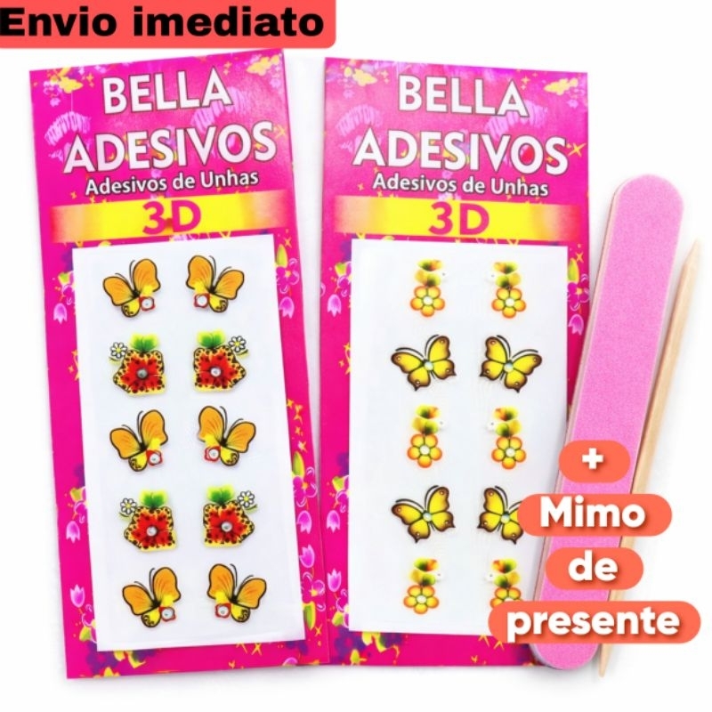 50 Adesivos de unha 3d películas + 1 Lixa + 1 Palito De Unha em Oferta na Shopee
