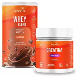 Kit Perfomance Creatina Monohidratada 100% Pura + Whey Protein 3W Blend 450g Chocolate Suíço - Bigens
