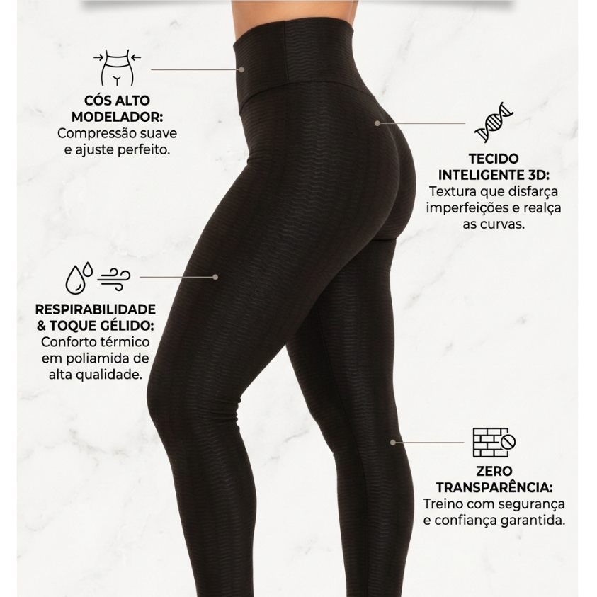 Calça Legging Poliamida Feminina 3D Alta Qualidade Treino e Esporte Cintura Alta