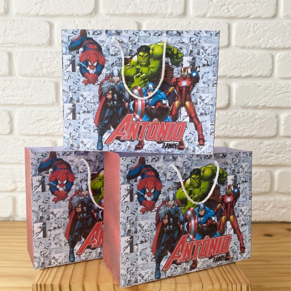 Sacolinha Personalizada Vingadores | Sacola | Lembrancinha Aniversário PEGUE E MONTE