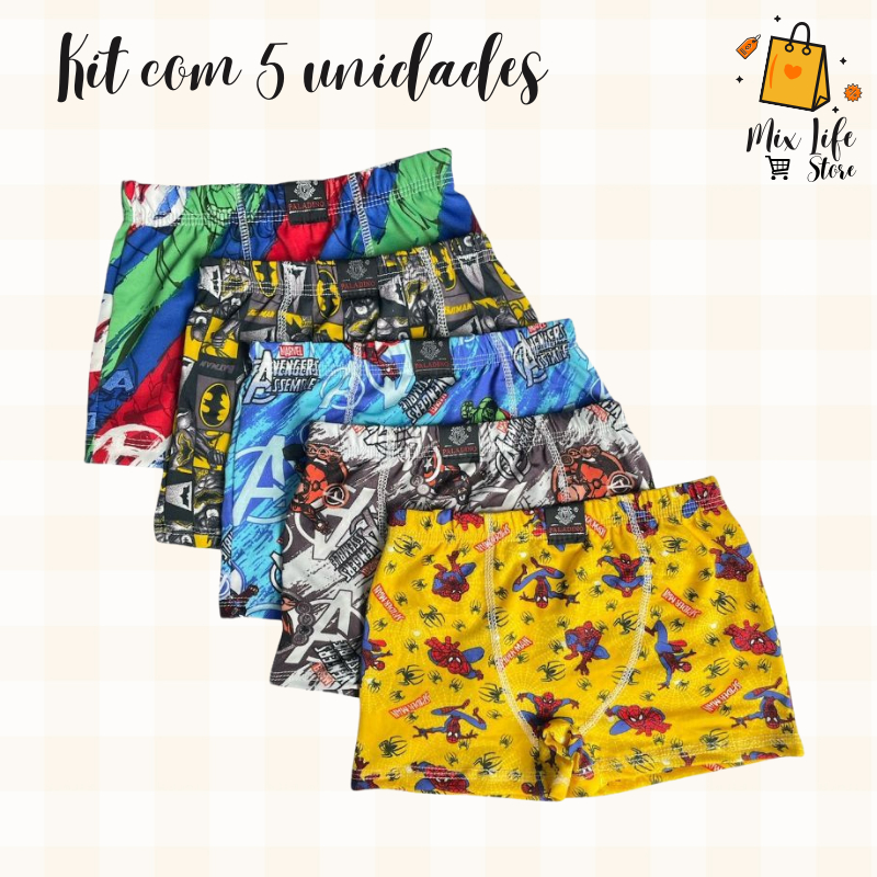 Cueca Boxer Infantil Menino | Kit com Ótimo Custo-Benefício em Oferta na Shopee