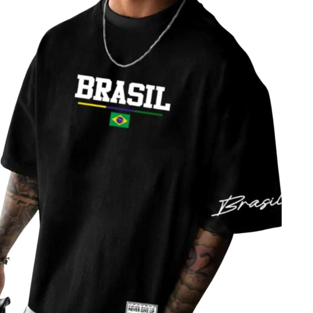 Camiseta Streetwear Masculina Algodão Camisa Premium Estilo Brasil  Moda Urbana seleção brasileira  Envio Imediato