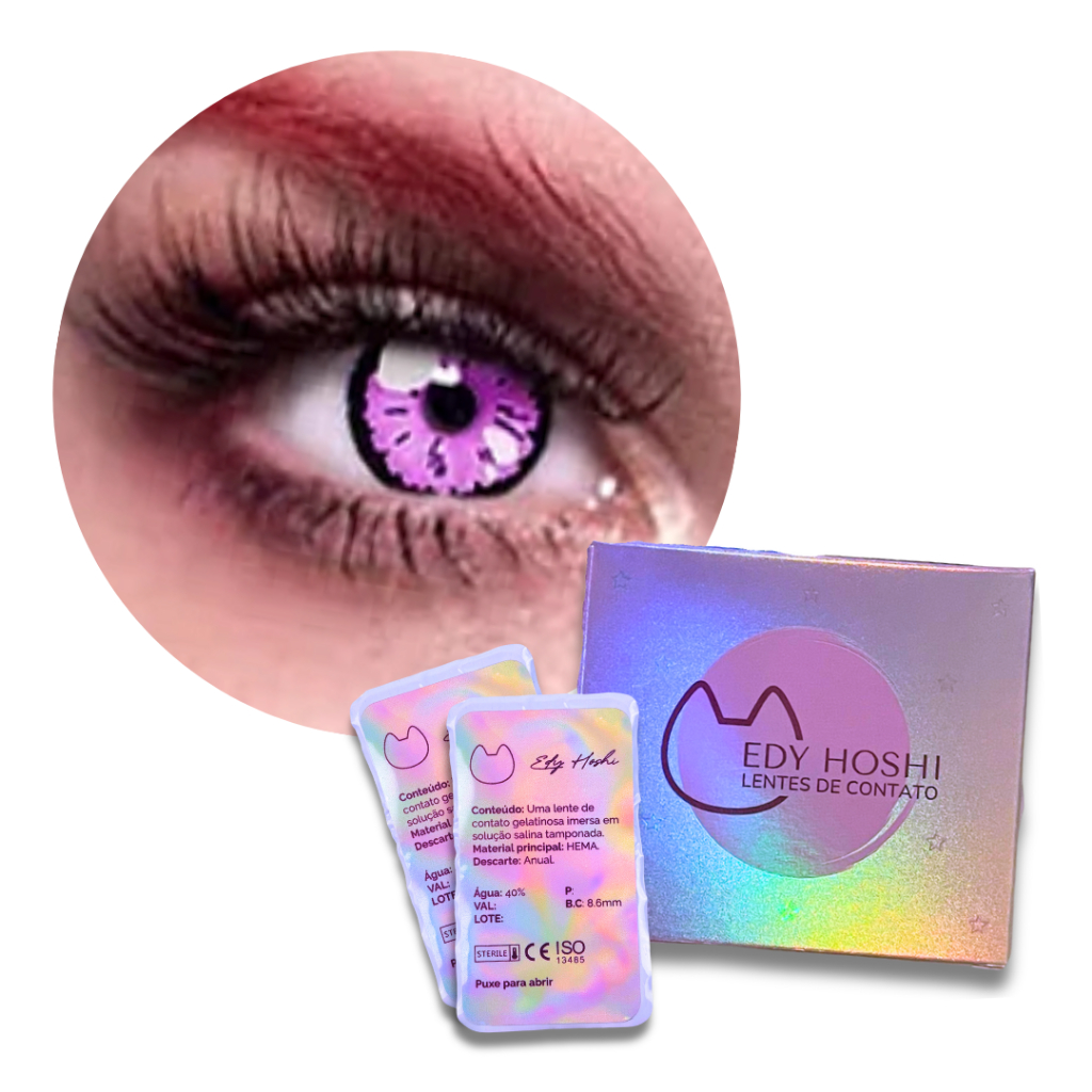 Lente de Contato Edy Hoshi Pop Purple - Par - Anual - Halloween - Cosplay - Fantasia