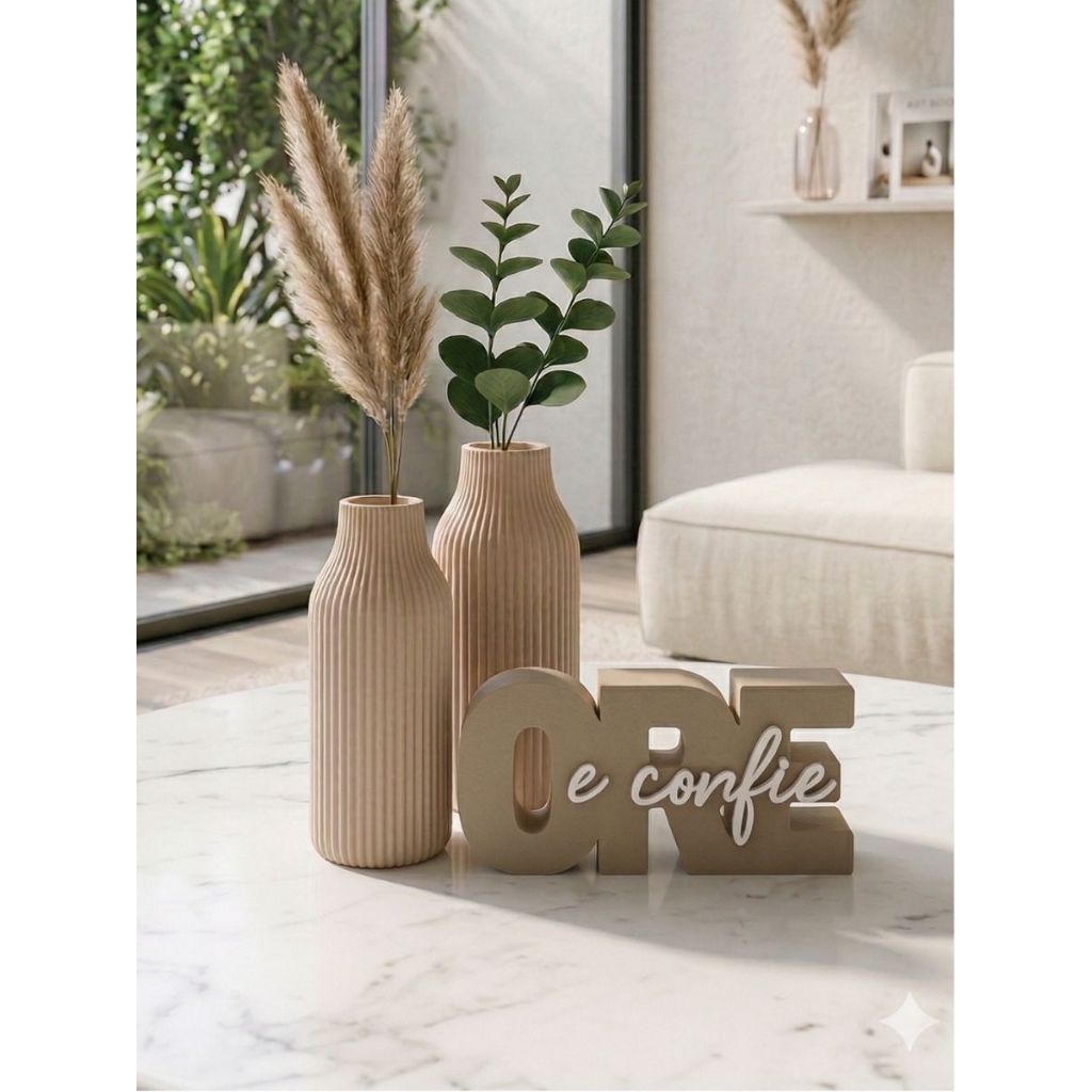 Kit Decorativo Ore e Confie com Floreiro Minimalista Home Decore - Inspiração e Fé com Estilo para Sua Casa