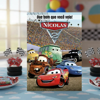 Plaquinha para mesa personalizada com Nome, Idade e frase - Festa Infantil Tema Carros - Aniversário - Decoração em Oferta na Shopee