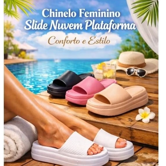 Chinelo Nuvem Feminino Plataforma Confortável Slide Antiderrapante Leve