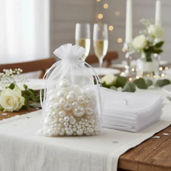 Kit 10/50/100 Saco Saquinho Organza Tule Saquinho 7x9 9x12 10x15 13x18 20x30 Branco Festa Casamento