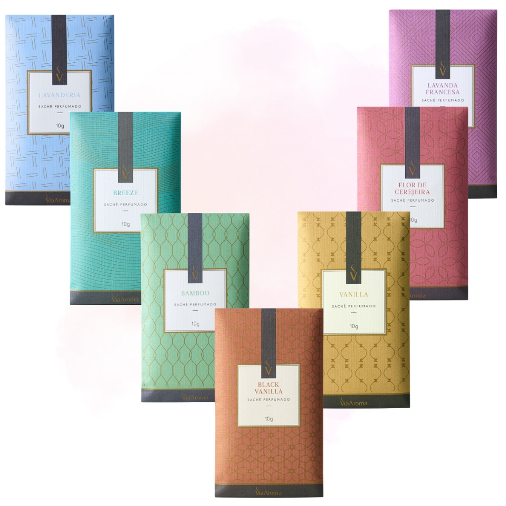 Cheirinho para Guarda Roupa 7 Sachês Perfumado Kit Via Aroma Cheirinho para Casa