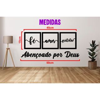Combo Quadros Fé, amor e Gratidão + Frase Abençoado por Deus em Oferta na Shopee