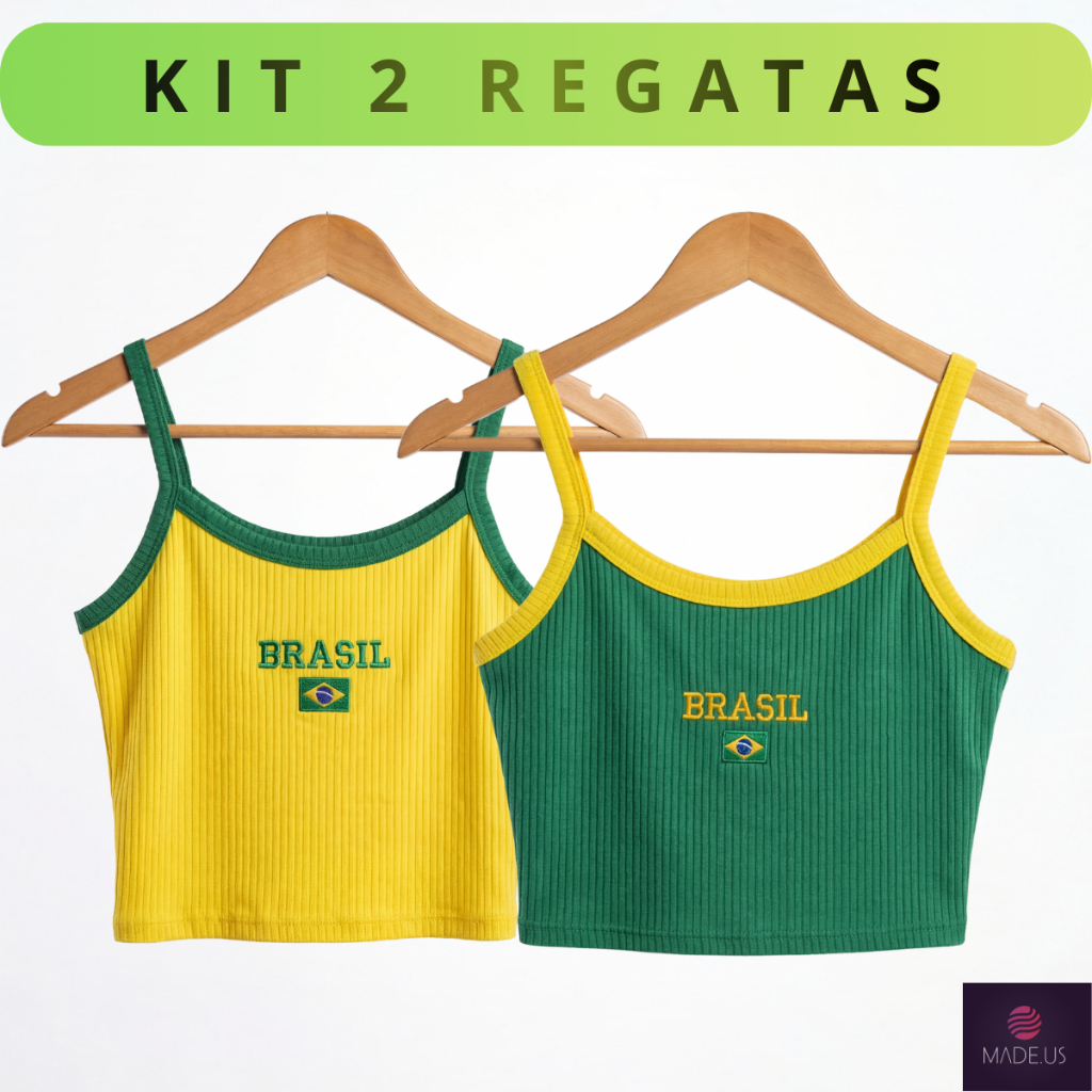 Cropped Regatinha Regata do Brasil Feminino Ribana com Bandeira Bordada Copa