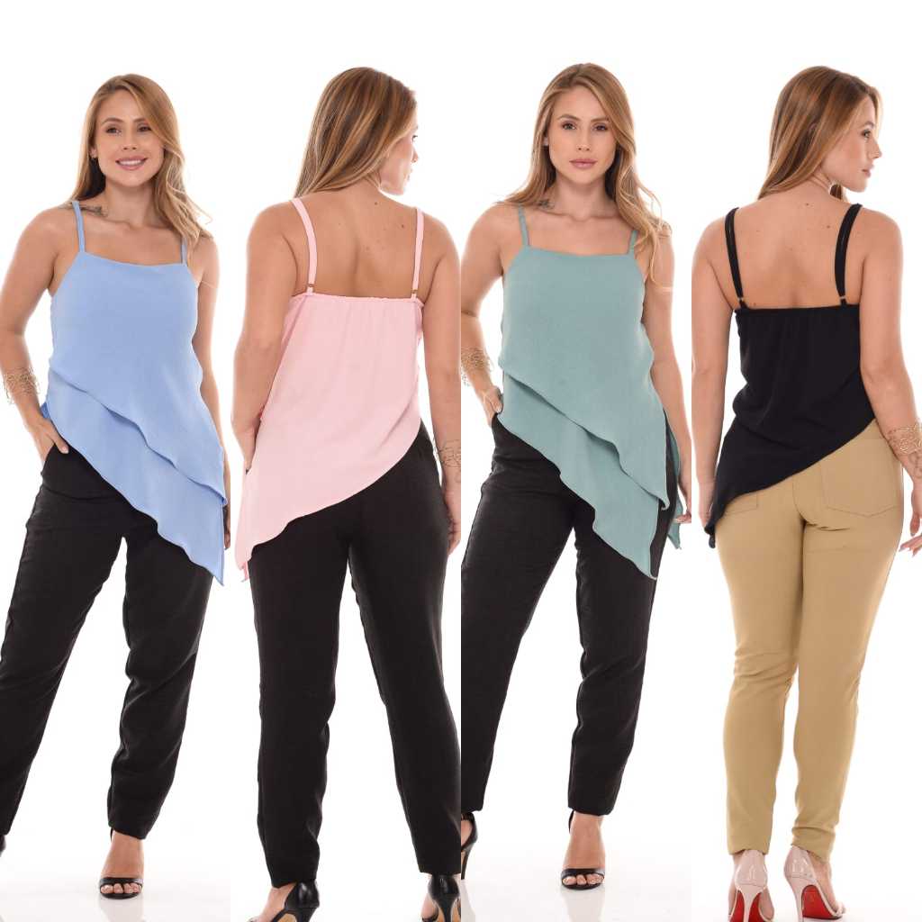 Blusa Regata Feminina Assimétrica Cruzada Com Alça Regulável social luxo em Oferta na Shopee