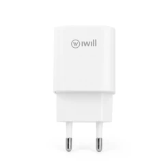 Carregador Turbo 20W GaN Duplo USB-C + USB Carregamento Rápido PD Tomada Bivolt Branco iWill Essencial