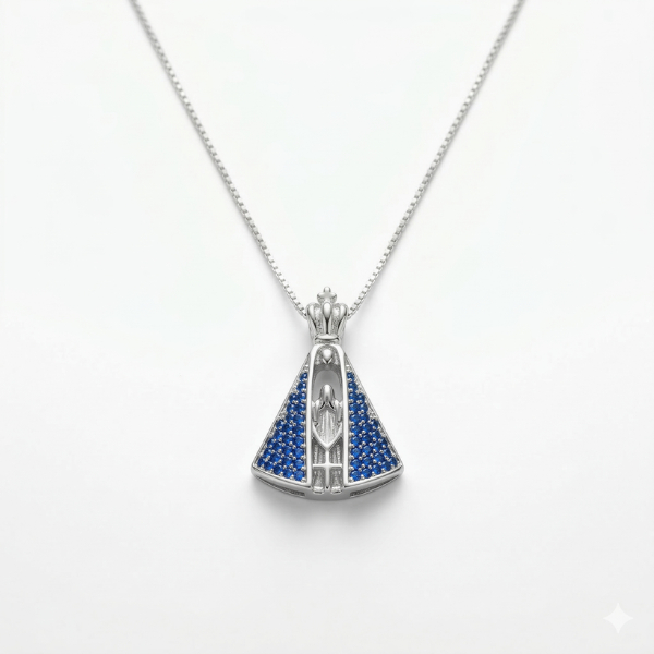 Colar Feminino Nossa Senhora Aparecida Manto Azul Delicado Folheado a Ouro e Prata + Garantia em Oferta na Shopee