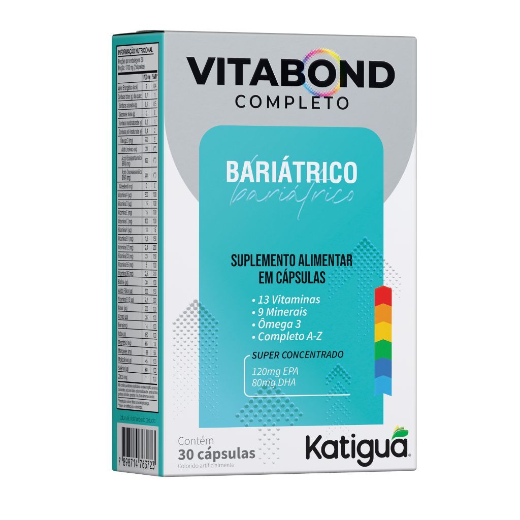 Vitabound Completo Bariátrico Katiguá 60 Cáps – Multivitamínico A-Z com Ômega 3 (EPA 120mg DHA 80mg)
