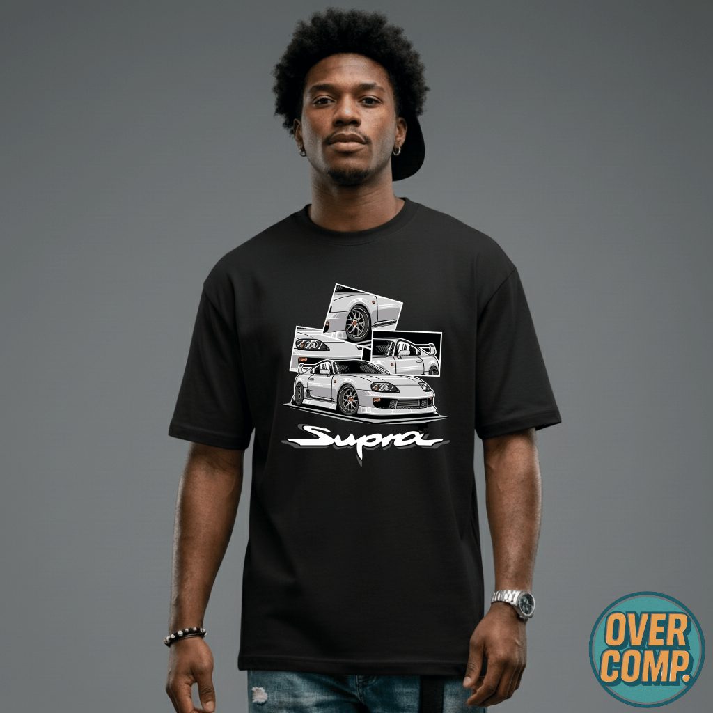 Camiseta Oversized Toyota Supra A80 FRONTAL JDM Carro Esportivo Estampa Exclusiva Drift Streetwear