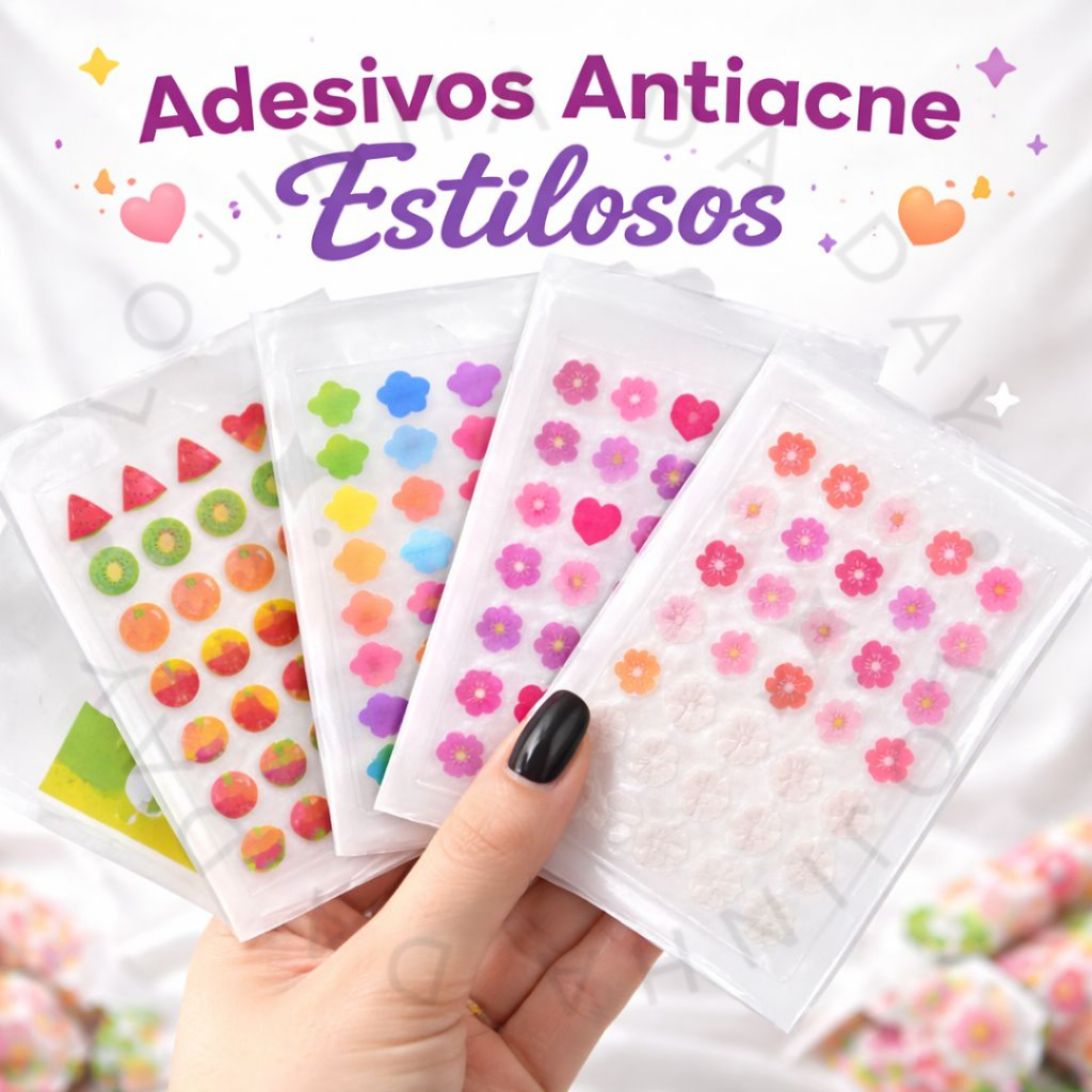 Kit ✨Acne Patch Hidrocoloide 🩹Adesivo Secativo para Espinha Invisível Colorido Anti Acne Dia 🌙 Noite