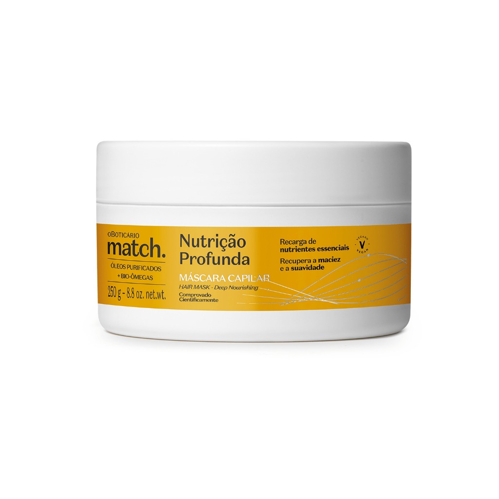 Máscara Capilar Nutrição Profunda 250g Match O Boticário. em Oferta na Shopee