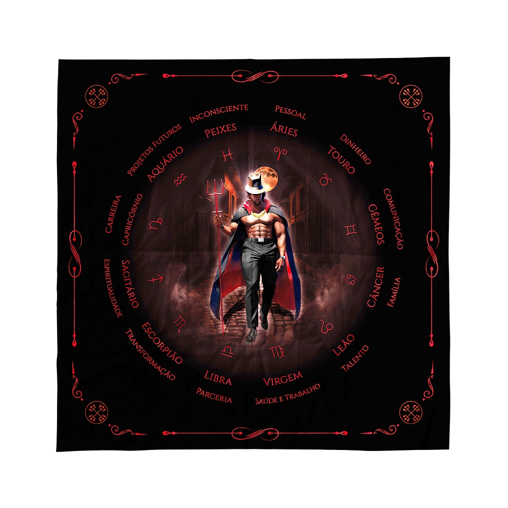 Toalha de altar Exu Tranca Ruas para Jogo de Tarot ou búzios