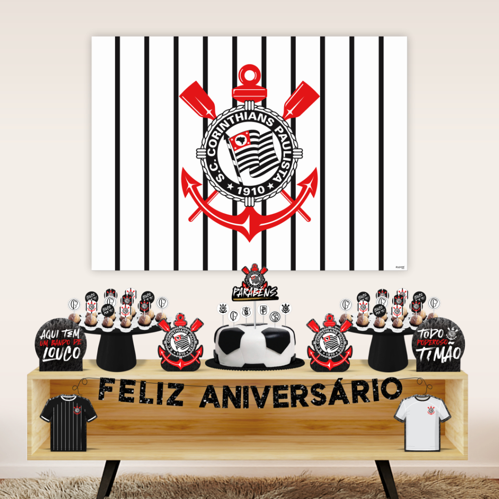Kit Festa Fácil Corinthians 39 Peças Decoração Piffer – Inspire Sua Festa Loja