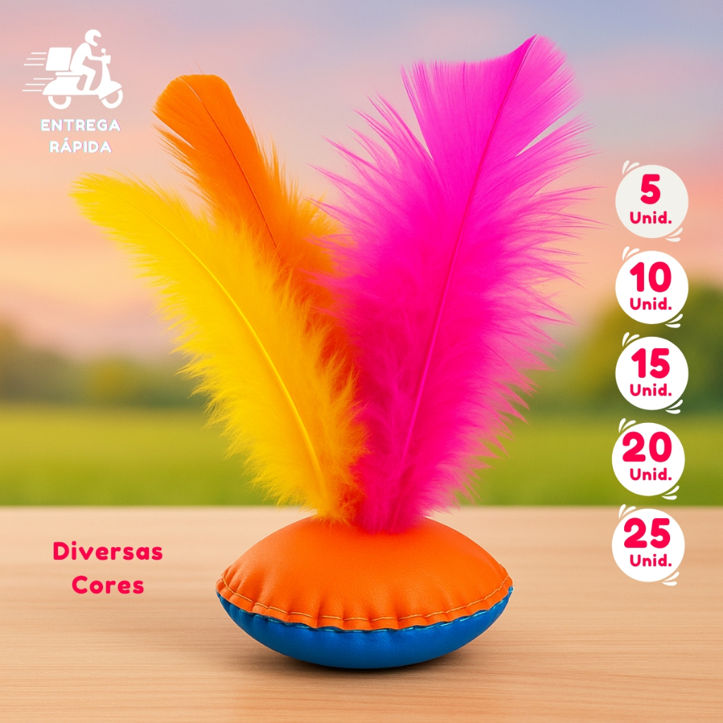 Kit Peteca Infantil Colorida 8 Penas 5 a 25 Unidades Lembrancinha Festa Junina Escolar