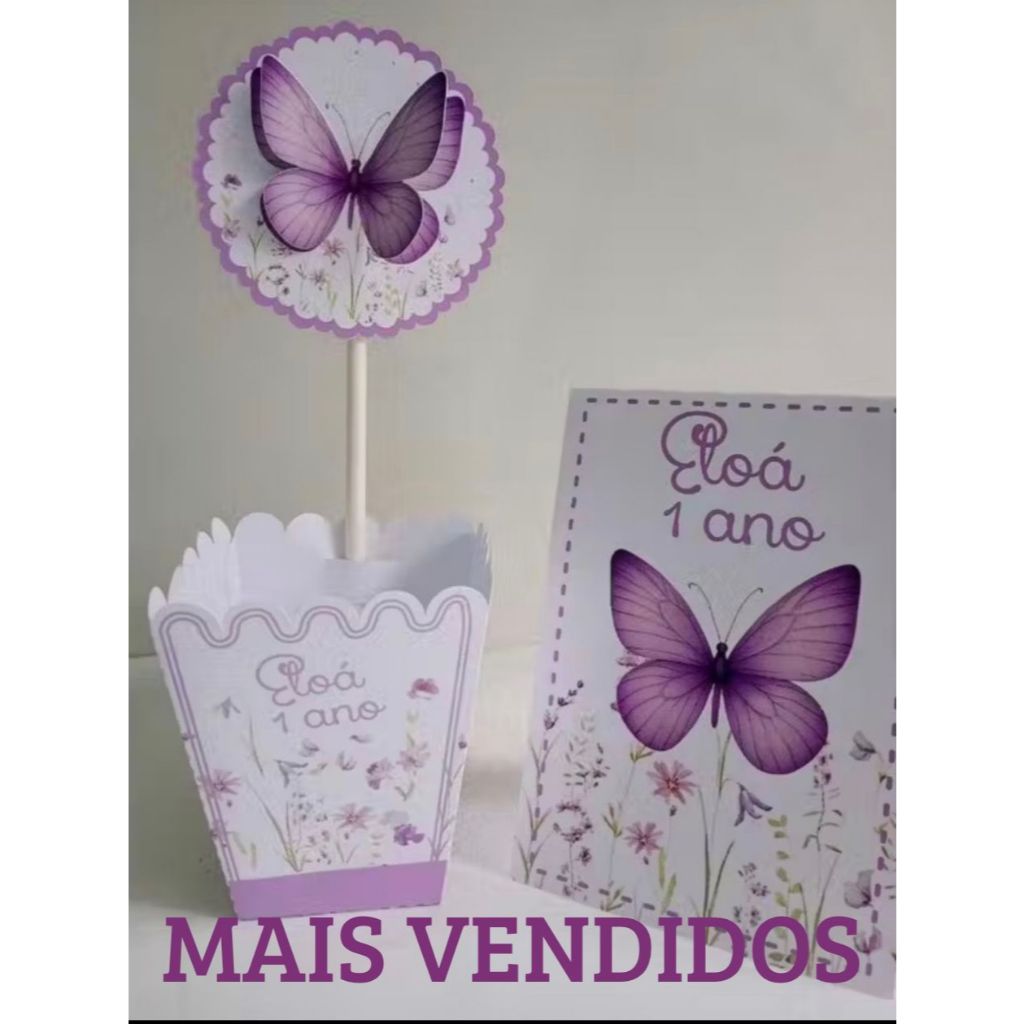 kit cachepô e Plaquinha Agradecimento Festa Borboleta Lilás | Centro de Mesa Personalizado Nome e Idade em Oferta na Shopee
