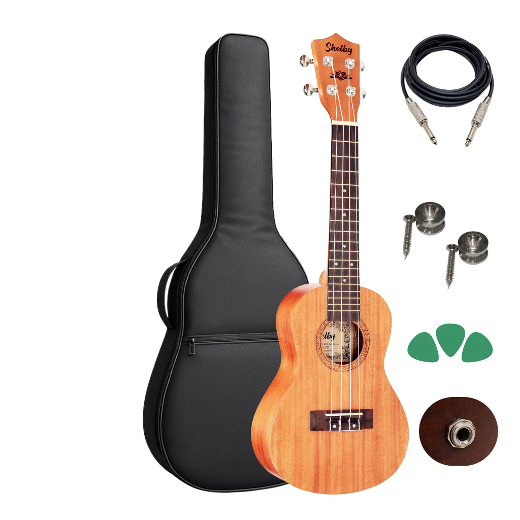 Kit Ukulele Concert Shelby Eletrico Su23m Capa