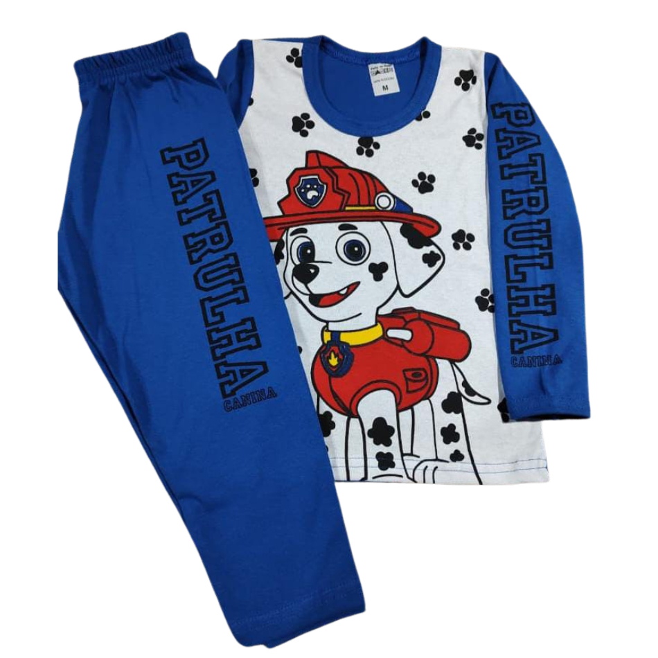 Conjunto Pijama Infantil Patrulha Canina Personagem Presente Algodão