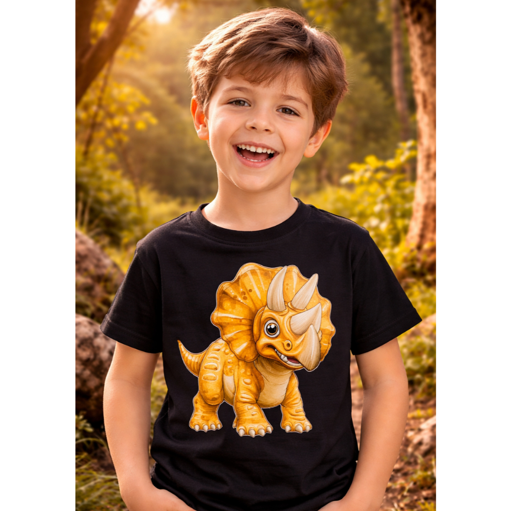 Camiseta Algodão Infantil - Dinossauro, Criativa, Divertida, Estampada