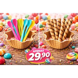 🛒 Porta-Colheres Casquinha de Sorvete Decorativo | Organizador Candy Colorido em Oferta na Shopee