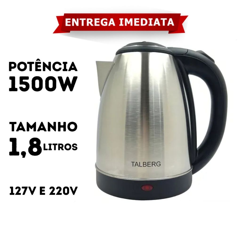 Chaleira Elétrica 1500W Inox 1,8 Litros