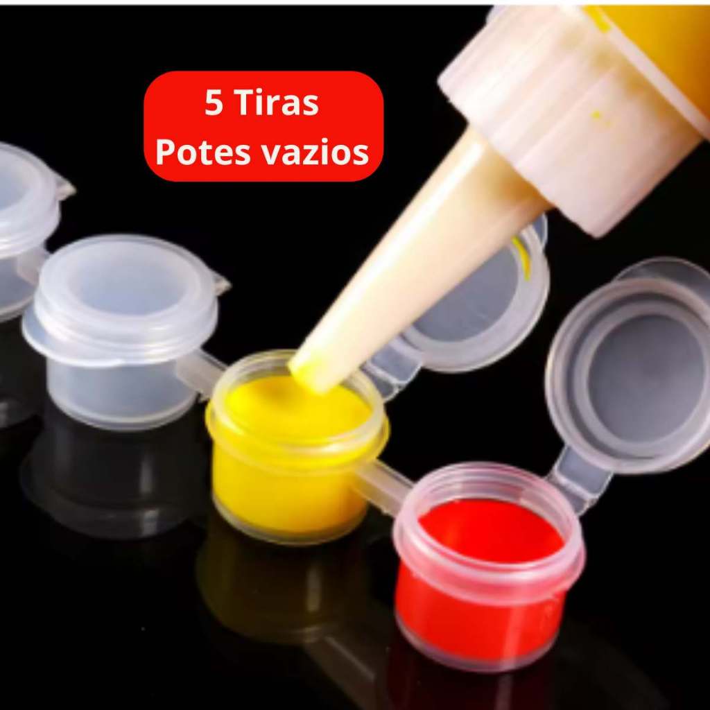 5 Tira de Pote tinta vazio  3ml com Tampa – 6 Recipientes Interligados Transparente lembrancinha artesanato em Oferta na Shopee