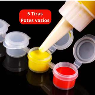 5 Tira de Pote tinta vazio  3ml com Tampa – 6 Recipientes Interligados Transparente lembrancinha artesanato em Oferta na Shopee